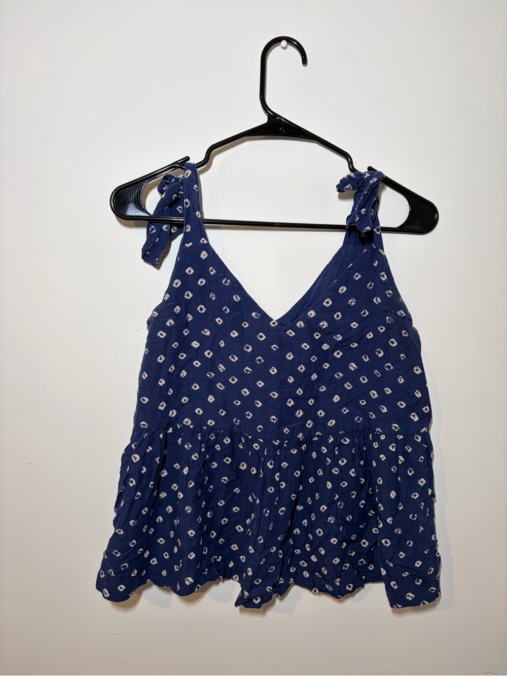 GAP Navy Blue Printed Tie-Shoulder Top